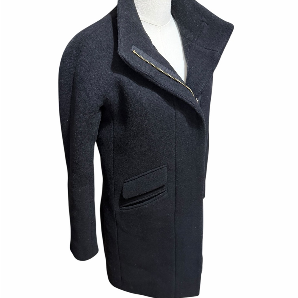 J. Crew Toscana Italian Wool Blend Asymetrical Zip Front Coat Size 00 - Picture 4 of 11
